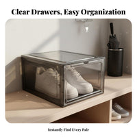 Stackable Shoe Box Space-Saving Shoe Storage Case Easy Assembly Modular Athletic Shoe Container for Students, Footwear Collectors, Entryway, Closet
