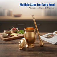Sturdy Brass Mortar and Pestle, Herb Crusher, Multiple Sizes, Custom Engraving