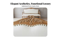Light Luxury Design Carved Wood Frame Couch European design Carved Frame Couch Washstain-resistant Fabric Loveseat Ornate Carvings for Interior Designers, Photographers, Bavailableique Hotel Owners, Photo Studio, Bedroom, Villa, Den