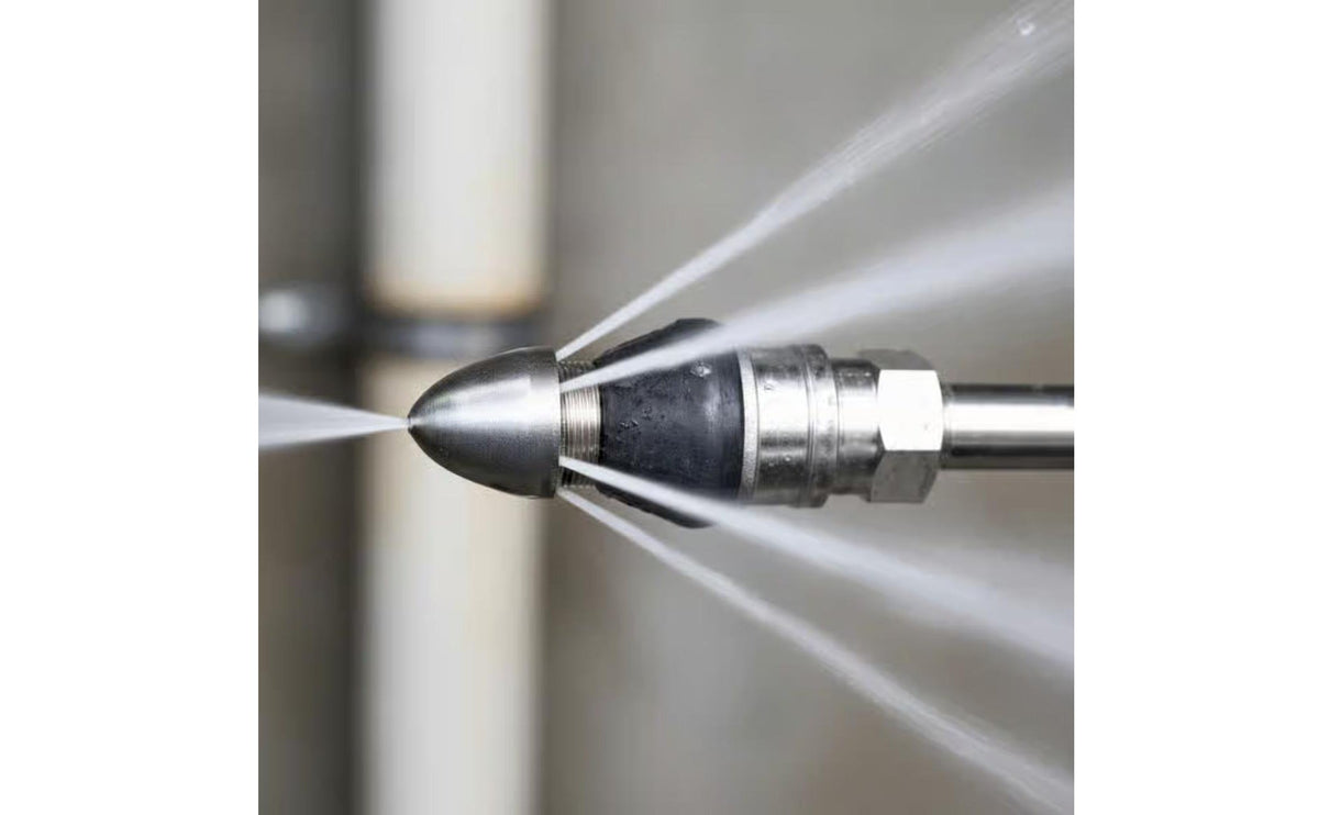 1 Front 6 Rear Jet Jetter Clog Remover 1/4 Inch Rapid Connect Drain Jetter Plumbing Equipment Stainless Steel for DIYers