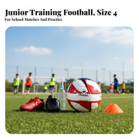 Wear-Resistant Size 4 Soccer Ball Good Air Retention PU Leather Football Comfortable Foot Feel for Young Players, Beginners, Practice