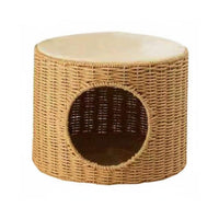 Year-Round Feline Bed Tray Handwoven Wicker Feline Bed Long-Lasting Pet Furniture