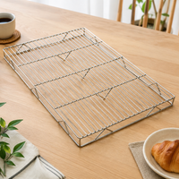 Stainless Steel Cake Cooling Rack, Grid Rack with 1.5cm Feet, Rectangular Cooling Rack for Baking, Roasting, Cooling, Polished