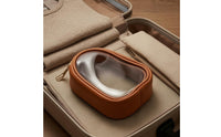 Jewelry Storage Pouch Leather-Like Portable Jewelry Pouch Gold-Tone Hardware Oval Shape