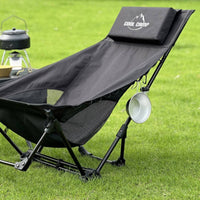 Portable Camping Recliner Wide Backrest Folding Lounge Chair Aluminum Alloy Frame Folding Camp Chair for Fishing, Barbecue