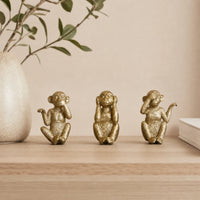 3 Pieces Monkey Figurine Resin Monkey Statue Decorative Tabletop Decor for Shelf, Cabinet, Office