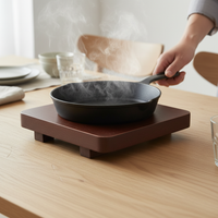 Rubberwood Heat Resistant Trivet for Pots and Pans, Wooden Tray for Teapots and Griddles