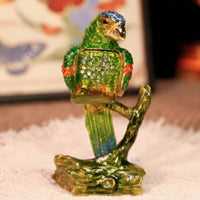 Parrot Jewelry Box Presentable Enamel Avian Trinket Box Gift Idea Home Decor for Desk, Living Room, Display Shelf