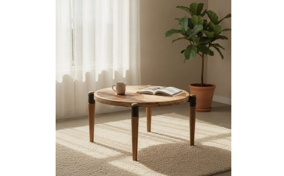 Low Profile Tea Table Rustic Round Tea Table Furniture for Balcony