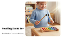 2 Pieces Rubber Head Steel Resonator Drum Mallet Wooden Handle Resonator Drum Beater Clear Tone Percussion Accessory Full Resonant Sound for Musicians, Percussionists, Music Students, Meditation, Mindfulness Studio, Practice Session, Home