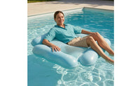 Dotted Pattern Mesh Seat Lounger Square Shape Floating Lounger Light Blue Recreation Gear Portable