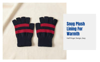 Winter Warm Half Finger Gloves, Knitted, Fleece Lined, Unisex, Korean Style, Outdoor, Writing, Cycling, Driving
