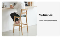 Nordic design Wooden Counter Stool with Backrest Light Luxury Kitchen Island Stool with Backrest Modern bar designHeight Chair Minimalist for Adults, residents, Business Owners, Cafe, Restaurant, Reception Area, morning dining corner
