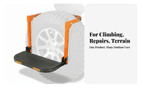 Foldable Hook-on Tire Step Orange Vehicle Tire Step Steel Non-Slip Surface for Outdoor