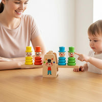 Fine Movement Skills Clown Stacking Balance Game Early Education Wooden Clown Stacker Educational Wooden Balance Toy Brain Development for Preschoolers