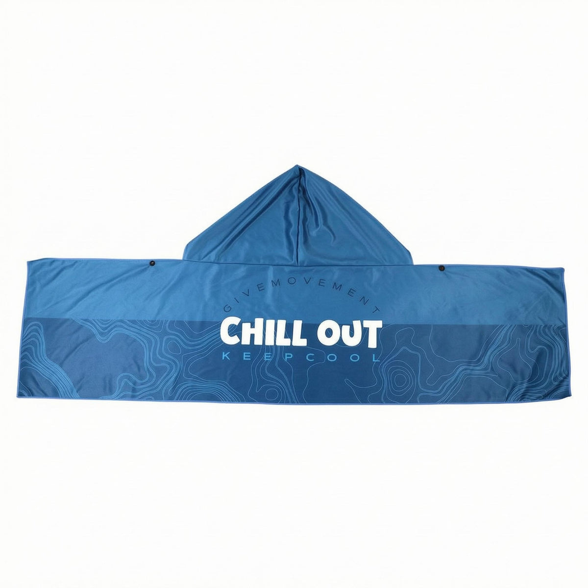 Topographic Print Hooded Cooling Shawl Pointed Hood Cooling Hooded Towel Dark Trim Outdoor Cloth Fastening Points