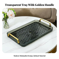 Multi-Purpose Plastic Tea and Cup Holder Tray Easy to Clean Rectangular Coffee Table Tray Elegant Design for Living Room, Kitchen Counter