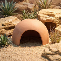 Ceramic Reptile Hide with Reptile Water Bowl, Moisture Retaining Hide for Molting, Clay Cave for Geckos, Reptile Species and Snakes
