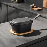 Rectangular Dutch Oven Uncoated Cast Iron Loaf Pan with Lid Pre-Seasoned Baker for Bread Cooking