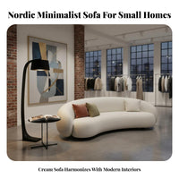 Curved Boucle Sofa Soft Teddy Material Home Furnishing Minimalist and Design Upholstered Couch for Home Dwellers, Partners, Living Room, Boutique