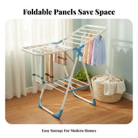 Foldable Angled-Wing Storage spaceSaving Wheeled Angled-Wing Drying Stand Rust-Resistant Clothes Airer for Apartment Dwellers, Parents, Balcony