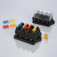 Transparent Cover Four-Way Blade Fuse Holder Metal Terminals Standard Blade Fuse Holder Mounting Base Automotive Electrical Part Screw Mount