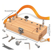 Hinged Lid Screw and Nut Toy Box Carrying Strap Wooden Nuts and Bolts Board Portable Wooden Screw Puzzle Educational Method