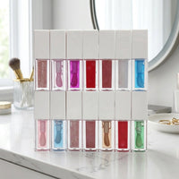 Lip Tint with Moisturizing Color Changing Gloss for Daily Makeup, Hydrating Plumper in a Clear Square Bottle with White Cap, Non Sticky Care