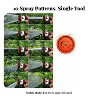 10 Pattern Hose Nozzle Ergonomic Rubber Grip 10 Pattern Spray Nozzle Leak-Resistant Garden Hose Sprayer for Car Washing, Patio Cleaning