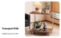 Rolling C-Shaped Table with Wheels Household Furniture Space-Saving for Apartment Dwellers, Telecommuters, Living Room, Small Areas, Home Office