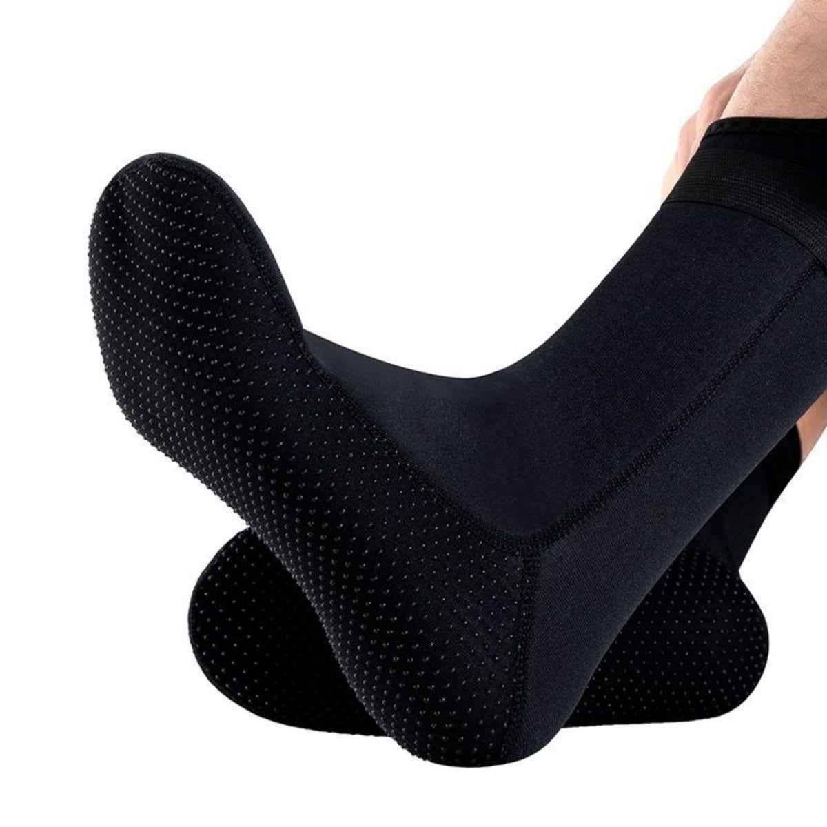 Reef Protection 3mm Neoprene Socks 4-Way Stretch 3mm Dive Socks Glued Blind Stitched Seams Anti-Slip Swim Booties Adjustable Ankle Strap for Diving