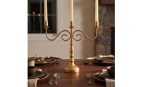 Ornate Candelabra Shiny Retro Candelabrum Pedestal Candle Holder with Arms Polished for Photographers, Weddings, Mantel