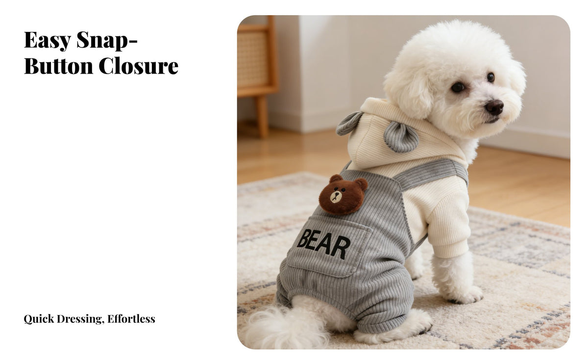 Full Body Coverage Four-Legged Pet Overalls Easy On Remove 4-Legged Fleece Dog Onesie Adjustable Fit for Cats, Daily Wear, Indoor Use
