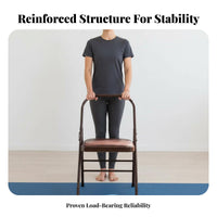 Foldable Design Iyengar Mind-Body Practice Chair Heavy Duty Backless Mind-Body Practice Chair Stable and Long-Lasting Backless Exercise Stool Portable for Yogis, Beginners, Home Use, Gym