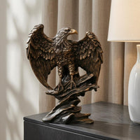 Resin Eagle Figurine Gilded Bronze Highlights Eagle Figurine Boulder Pedestal House Highlight