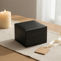 Imitation Leather Hinged-Top Watch Box Embossed Watch Box Hinged Lid Storage Woven Texture