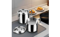 Leak-Proof-Leak-Proof-Preventing Spout Stainless Steel Oil Filter Pot Cooking Oil Keeper with Filter Large Capacity Grease Separator Pot Multi-Purpose