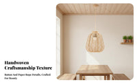 Woven Pendant Light Vintage Styled Rattan Design Lampshade Aesthetic Woven Lamp Shade for Restaurant, Dining Room, Coffee Shop