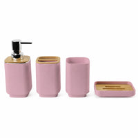 4 Pieces Bathroom Countertop Tray Set Drainage Cutouts 4 Piece Bathroom Accessory Set Bamboo Accent Home Organization Toiletry Organizer Minimalist Design for Washroom