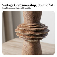 Distressed Finish Ceramic Toadstool Figurine Wabi-Sabi Aesthetic Aged Buddha Head Sculpture Artisanal Feel Rustic Pottery Vase for Interior Decorators, Guesthouse Owners, Hotel Managers, Showroom, Living Room, Bookshelf
