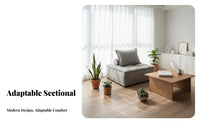 Minimalist Design Aesthetic Armless Sofa Module High-Density Foam Cushion Armless Sofa Middle Section Long-Lasting Construction Modular Couch Spacious Deep Seat for Apartment Dwellers, Young Adults, Design Enthusiasts, Bedroom, Lounge Area