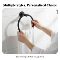 No-Drill Installation Wall-Mounted Towel Holder Rust-Resistant Bathroom Hardware Rustproof Modern Design for Renters, DIY Enthusiasts, Homeowners, Powder Room, Washroom, Restroom, Kitchen