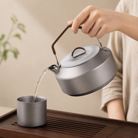 Titanium Cooker Outdoor Kettle For Camping Small Kettle Direct Fire Compatible Lightweight Titanium Kettle Matte Gray
