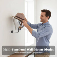 Wall Mounted Mannequin Head Space-Saving Wall Mount Hat Rack Versatile Hanging Hairpiece Display Stand for Retailers, Showroom, Boutique, Entryway