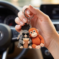 Flat Monkey Keychain Lightweight Acrylic Keychain Cute Monkey Key Fastener Scratch-Resistant for Teens