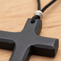 Ethnic Design Wooden Cross Necklace Vintage Inspired Sweater Chain Necklace Lightweight Rustic Wood Cross Ornament Versatile for Women, Men
