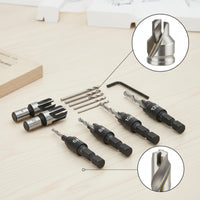 13 Pieces Woodworking Countersink Tool Set with Hex Shanks Pilot Hole Countersink Drill Bit Quick Change Wood Drilling Set Adjustable for Woodworkers, Carpenters, Cabinet Making, Furniture Assembly