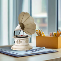 Vintage Gramophone Decor Handmade Gramophone Ornament Phonograph Ornament Antique-Inspired Tabletop Display Prop Metal