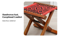 Hardwood Wood Frame Cross-Legged Wooden Stool Foldable Portable Seating Space-Saving Camping Seat space-efficient for Campers, journeyers, journey, Picnics, Fishing, Hiking