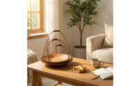 3 Pieces Natural Bamboo Basket with Arched Handle Artisan-Made Serving Tray with Handle Rustic Woven Basket Tray Portable for Hosts, Tea Service, Tabletop Display, Coffee Table
